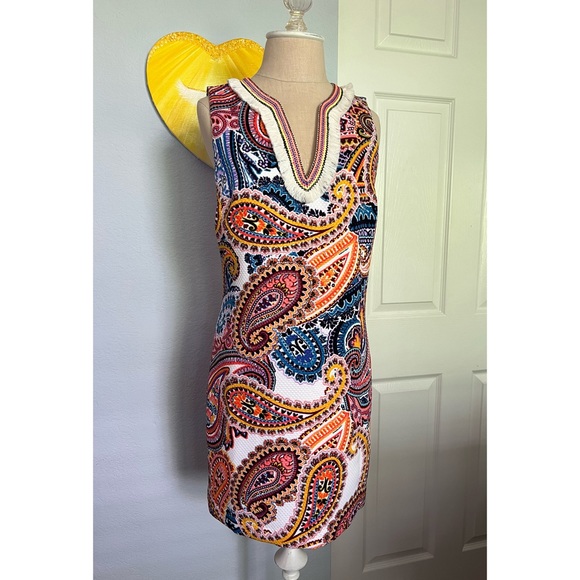 🪸 LAUNDRY by SHELLI SEGAL Paisley & Fringe Shift Dress - Picture 3 of 10